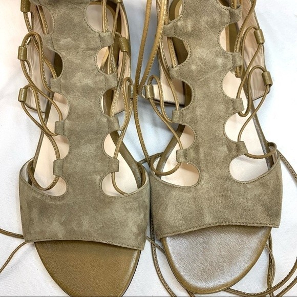 Etro Suede & Leather Tan Taupe Gladiator Lace Up Sandals Flats 37 / 7 - Picture 8 of 8